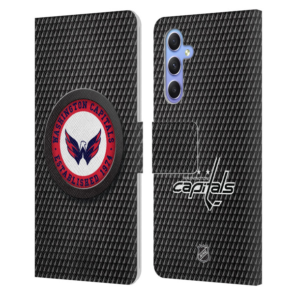 NHL Washington Capitals Puck Texture Leather Book Wallet Case Cover For Samsung Galaxy A34 5G