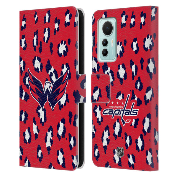 NHL Washington Capitals Leopard Patten Leather Book Wallet Case Cover For Xiaomi 12 Lite