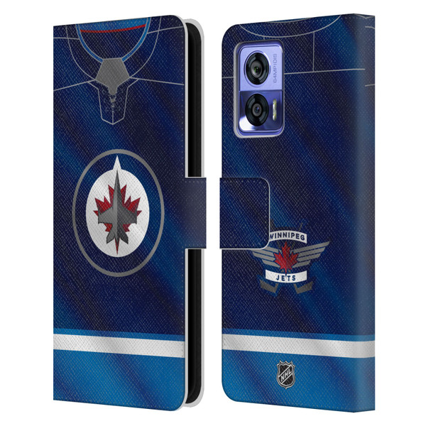 NHL Winnipeg Jets Jersey Leather Book Wallet Case Cover For Motorola Edge 30 Neo 5G