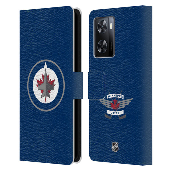 NHL Winnipeg Jets Plain Leather Book Wallet Case Cover For OPPO A57s