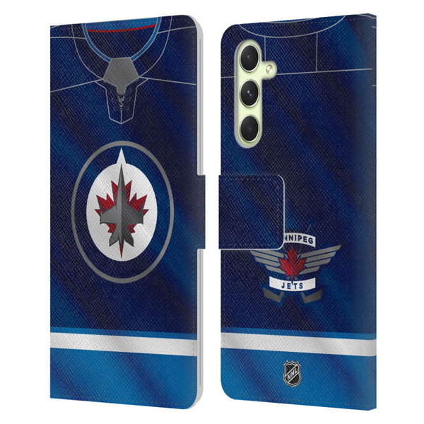 NHL Winnipeg Jets Jersey Leather Book Wallet Case Cover For Samsung Galaxy A54 5G