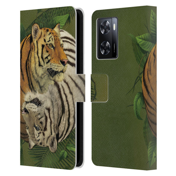 Vincent Hie Animals Tiger Yin Yang Leather Book Wallet Case Cover For OPPO A57s