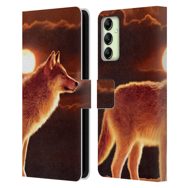 Vincent Hie Animals Sunset Wolf Leather Book Wallet Case Cover For Samsung Galaxy A14 5G