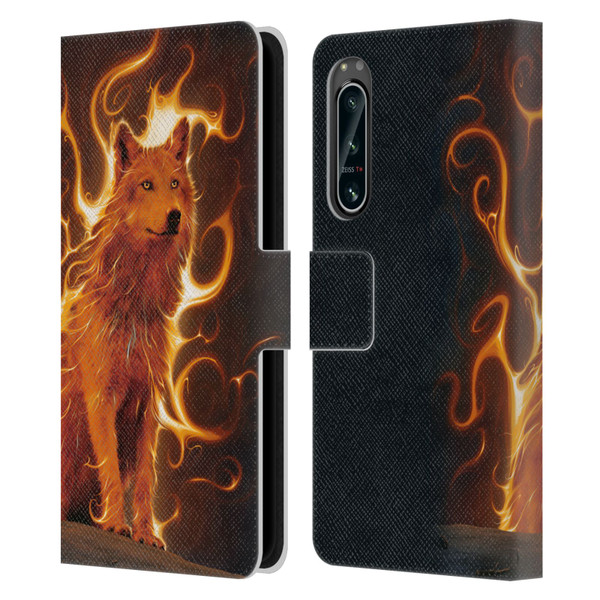 Vincent Hie Canidae Wolf Phoenix Leather Book Wallet Case Cover For Sony Xperia 5 IV