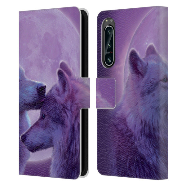 Vincent Hie Canidae Loving Wolves Leather Book Wallet Case Cover For Sony Xperia 5 IV