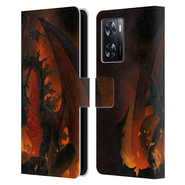 Vincent Hie Dragons 2 Fireball Leather Book Wallet Case Cover For OPPO A57s
