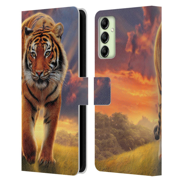 Vincent Hie Felidae Rising Tiger Leather Book Wallet Case Cover For Samsung Galaxy A14 5G