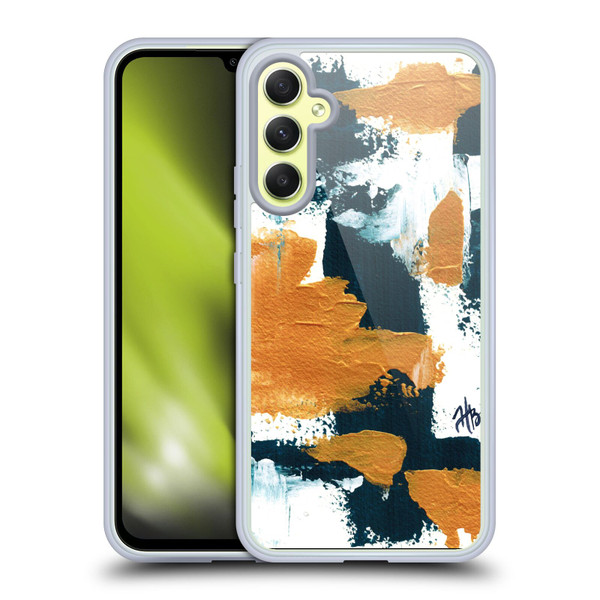 Haley Bush Pattern Painting Abstract Navy Gold White Soft Gel Case for Samsung Galaxy A34 5G