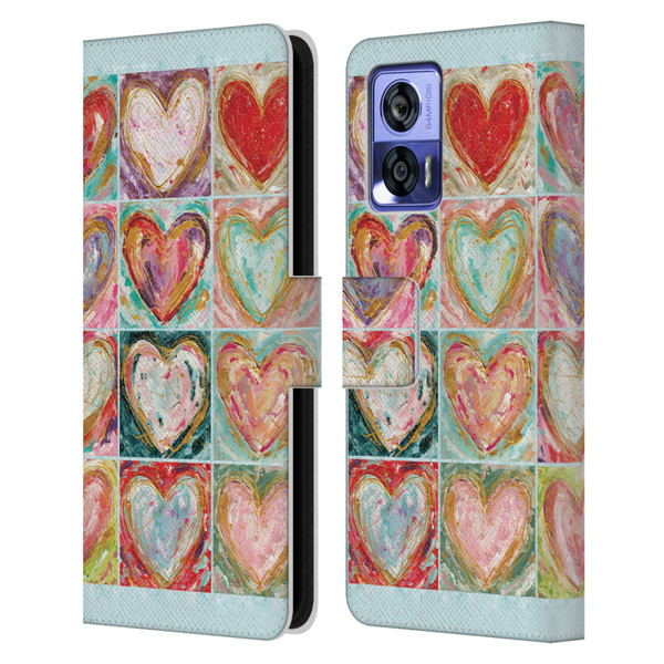 Haley Bush Pattern Painting Hearts Leather Book Wallet Case Cover For Motorola Edge 30 Neo 5G