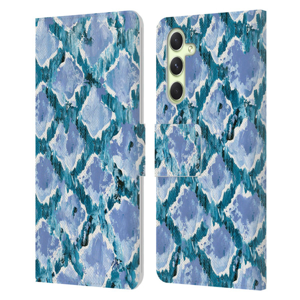 Haley Bush Pattern Painting Blue Diamond Leather Book Wallet Case Cover For Samsung Galaxy A54 5G