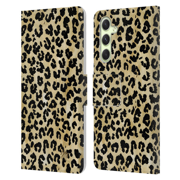 Haley Bush Pattern Painting Leopard Print Leather Book Wallet Case Cover For Samsung Galaxy A54 5G