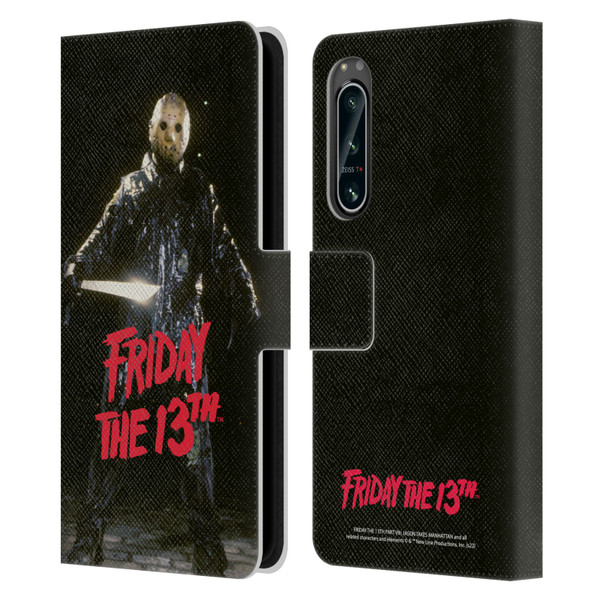 Friday the 13th Part VIII Jason Takes Manhattan Graphics Jason Voorhees Leather Book Wallet Case Cover For Sony Xperia 5 IV