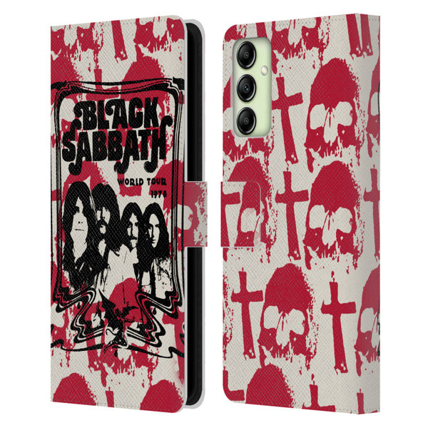 Black Sabbath Key Art Skull Cross World Tour Leather Book Wallet Case Cover For Samsung Galaxy A14 5G