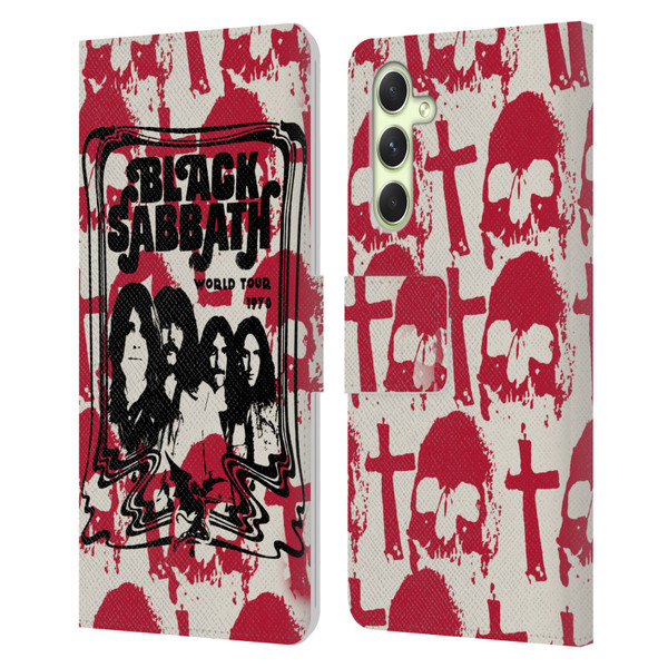 Black Sabbath Key Art Skull Cross World Tour Leather Book Wallet Case Cover For Samsung Galaxy A54 5G