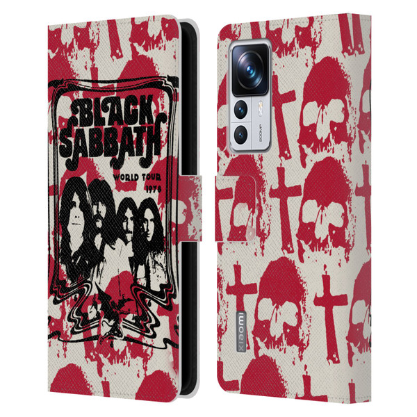 Black Sabbath Key Art Skull Cross World Tour Leather Book Wallet Case Cover For Xiaomi 12T Pro