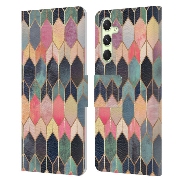 Elisabeth Fredriksson Geometric Design And Pattern Colourful Stained Glass Leather Book Wallet Case Cover For Samsung Galaxy A54 5G