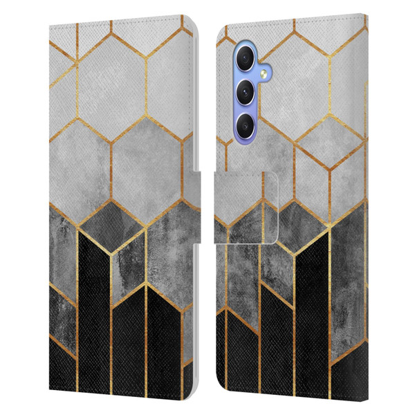 Elisabeth Fredriksson Sparkles Charcoal Hexagons Leather Book Wallet Case Cover For Samsung Galaxy A34 5G