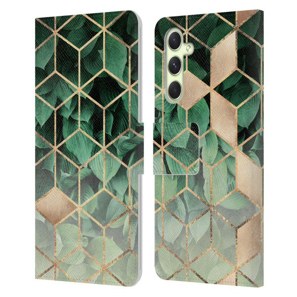 Elisabeth Fredriksson Sparkles Leaves And Cubes Leather Book Wallet Case Cover For Samsung Galaxy A54 5G