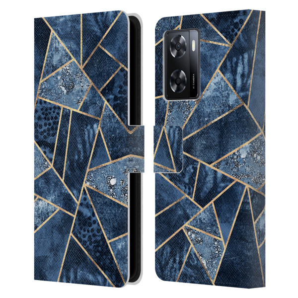 Elisabeth Fredriksson Stone Collection Blue Leather Book Wallet Case Cover For OPPO A57s
