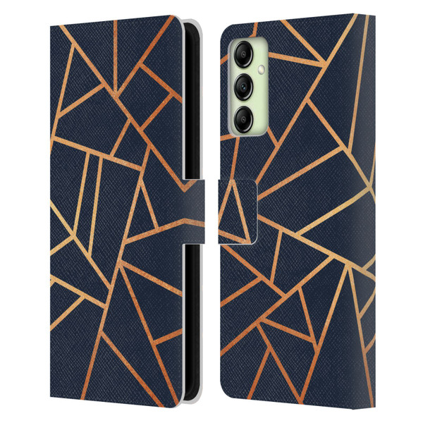 Elisabeth Fredriksson Stone Collection Copper And Midnight Navy Leather Book Wallet Case Cover For Samsung Galaxy A14 5G