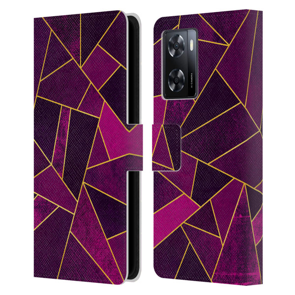 Elisabeth Fredriksson Stone Collection Purple Leather Book Wallet Case Cover For OPPO A57s
