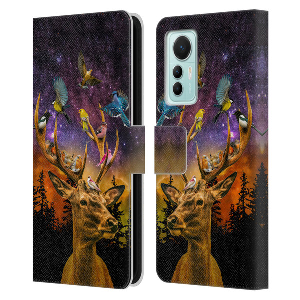 Dave Loblaw Animals Deer and Birds Leather Book Wallet Case Cover For Xiaomi 12 Lite