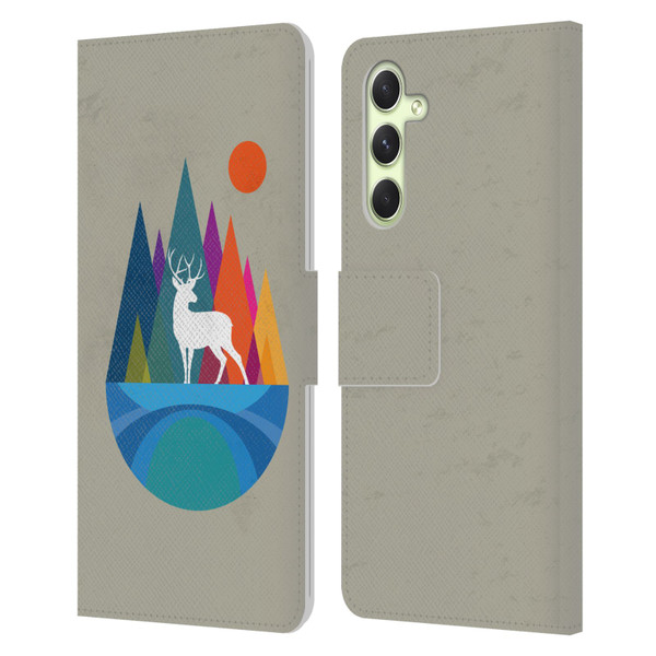 Dave Loblaw Contemporary Art Mountain Deer Leather Book Wallet Case Cover For Samsung Galaxy A54 5G