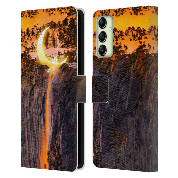 Dave Loblaw Sci-Fi And Surreal Fire Canyon Moon Leather Book Wallet Case Cover For Samsung Galaxy A14 5G