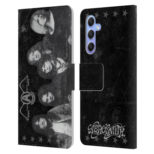 Aerosmith Black And White Vintage Photo Leather Book Wallet Case Cover For Samsung Galaxy A34 5G