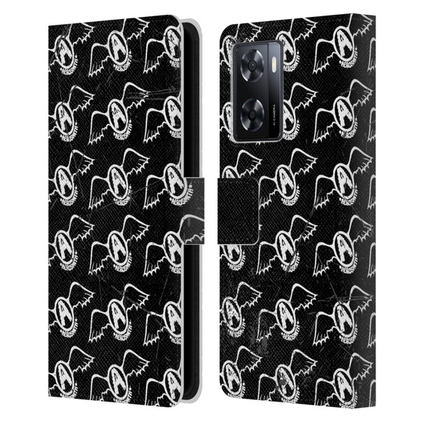 Aerosmith Classics Logo Pattern Leather Book Wallet Case Cover For OPPO A57s
