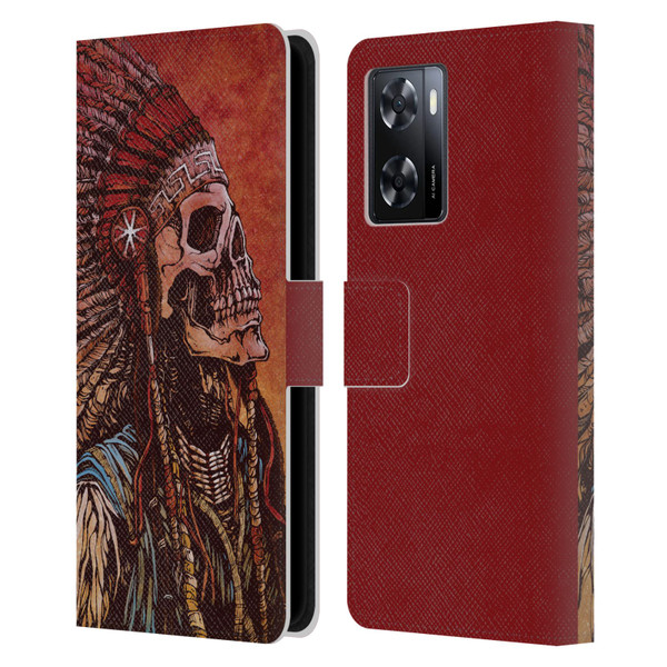 David Lozeau Colourful Grunge Native American Leather Book Wallet Case Cover For OPPO A57s