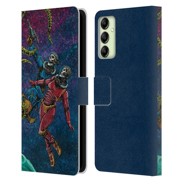 David Lozeau Colourful Grunge Astronaut Space Couple Love Leather Book Wallet Case Cover For Samsung Galaxy A14 5G