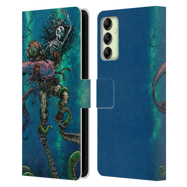 David Lozeau Colourful Grunge Diver And Mermaid Leather Book Wallet Case Cover For Samsung Galaxy A14 5G