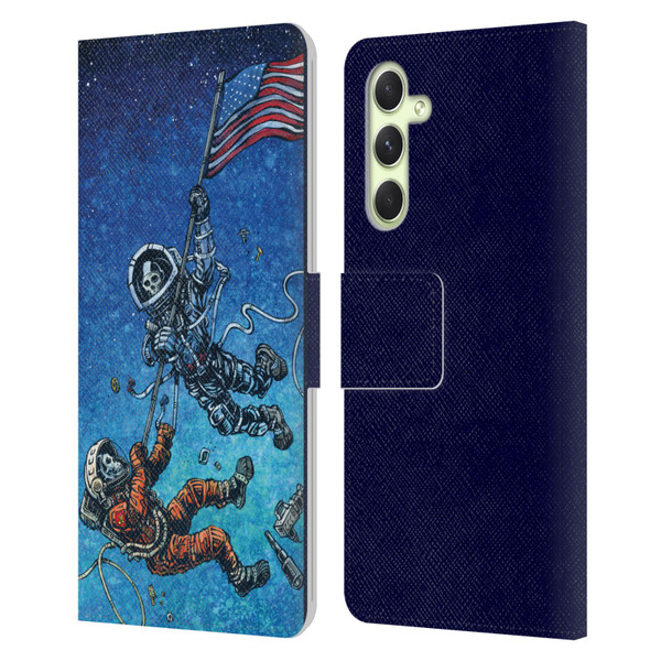 David Lozeau Skeleton Grunge Astronaut Battle Leather Book Wallet Case Cover For Samsung Galaxy A54 5G