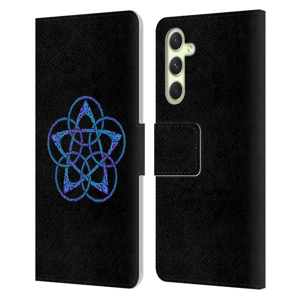 Beth Wilson Celtic Knot Stars Blue & Purple Circles Leather Book Wallet Case Cover For Samsung Galaxy A54 5G