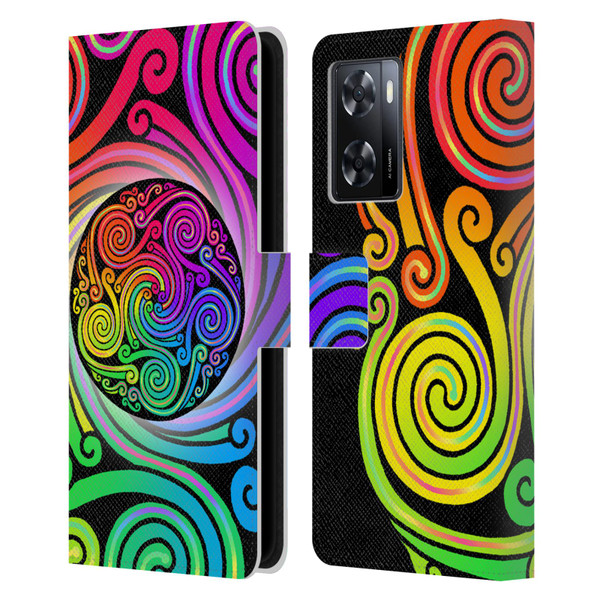 Beth Wilson Rainbow Celtic Knots Spirals Leather Book Wallet Case Cover For OPPO A57s