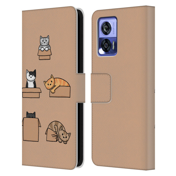 Beth Wilson Doodle Cats 2 Boxes Leather Book Wallet Case Cover For Motorola Edge 30 Neo 5G
