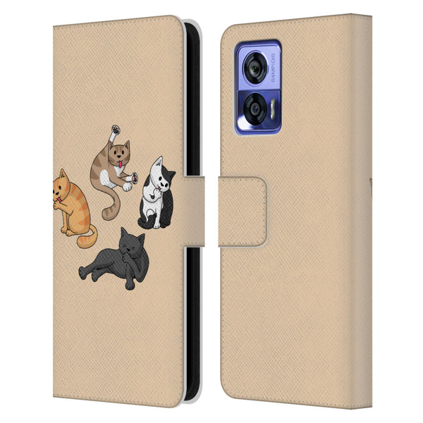 Beth Wilson Doodle Cats 2 Washing Time Leather Book Wallet Case Cover For Motorola Edge 30 Neo 5G