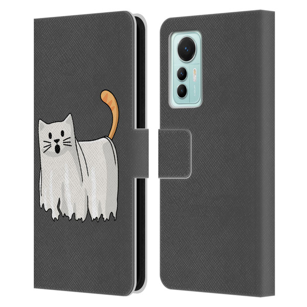 Beth Wilson Doodle Cats 2 Halloween Ghost Leather Book Wallet Case Cover For Xiaomi 12 Lite