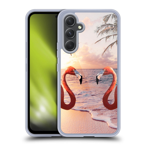 Random Galaxy Mixed Designs Flamingos & Palm Trees Soft Gel Case for Samsung Galaxy A54 5G