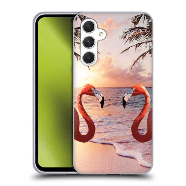 Random Galaxy Mixed Designs Flamingos & Palm Trees Soft Gel Case for Samsung Galaxy A54 5G