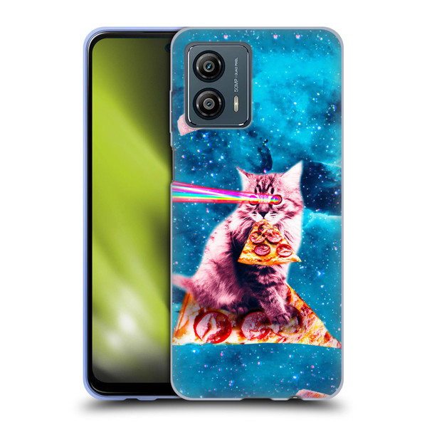 Random Galaxy Space Cat Lazer Eye & Pizza Soft Gel Case for Motorola Moto G53 5G