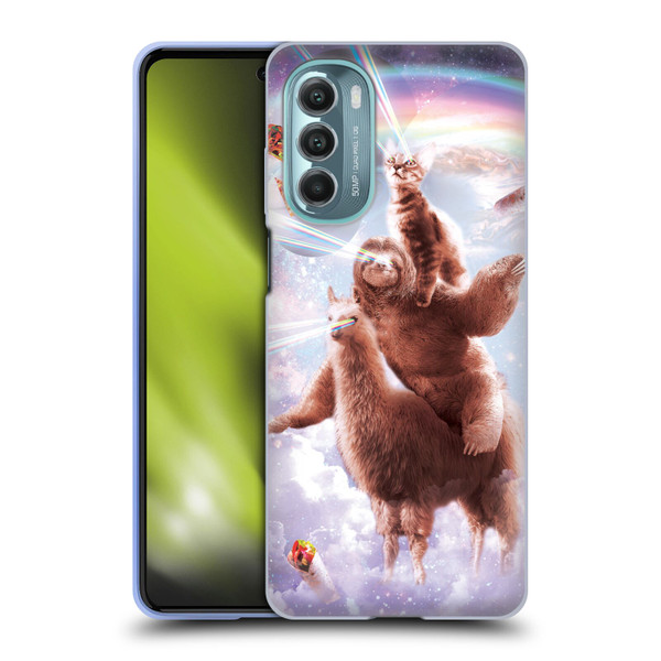 Random Galaxy Space Llama Sloth & Cat Lazer Eyes Soft Gel Case for Motorola Moto G Stylus 5G (2022)