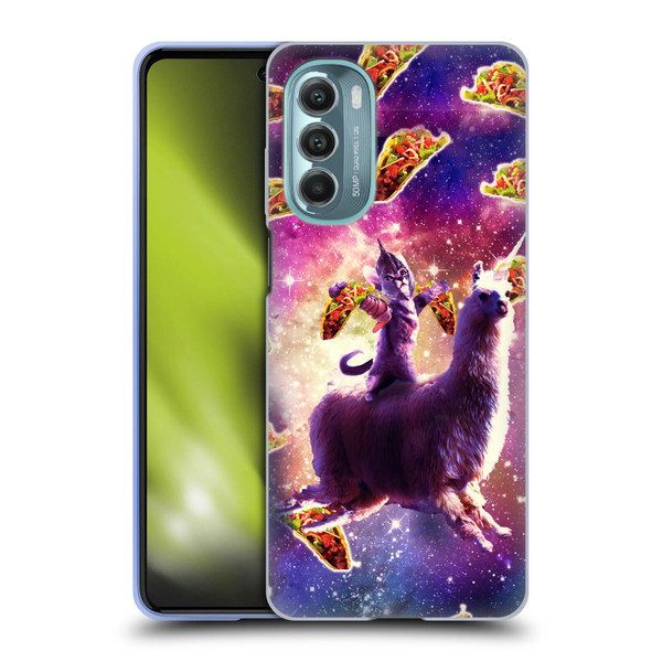Random Galaxy Space Llama Warrior Cat & Tacos Soft Gel Case for Motorola Moto G Stylus 5G (2022)