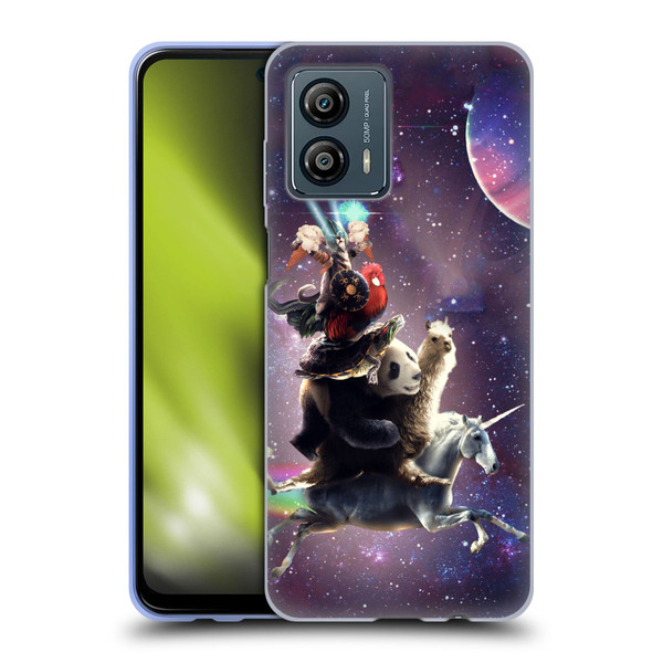 Random Galaxy Space Llama Unicorn Space Ride Soft Gel Case for Motorola Moto G53 5G