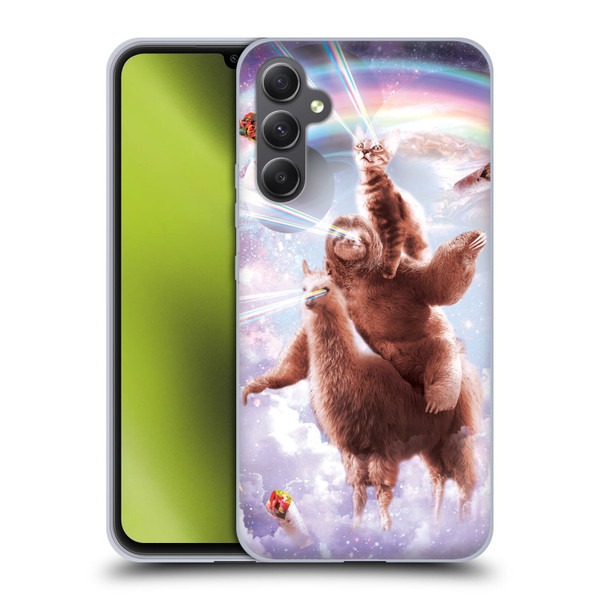 Random Galaxy Space Llama Sloth & Cat Lazer Eyes Soft Gel Case for Samsung Galaxy A34 5G