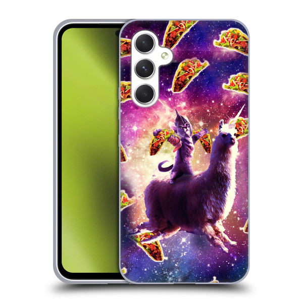 Random Galaxy Space Llama Warrior Cat & Tacos Soft Gel Case for Samsung Galaxy A54 5G