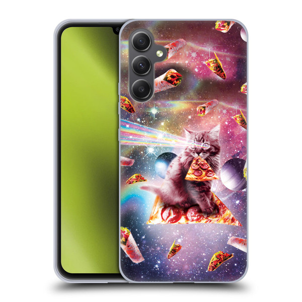Random Galaxy Space Pizza Ride Outer Space Lazer Cat Soft Gel Case for Samsung Galaxy A34 5G