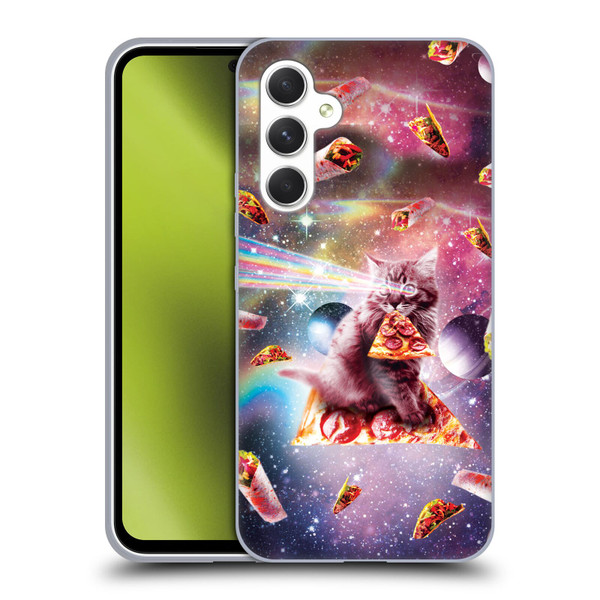 Random Galaxy Space Pizza Ride Outer Space Lazer Cat Soft Gel Case for Samsung Galaxy A54 5G