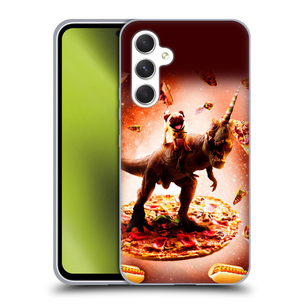 Random Galaxy Space Pizza Ride Pug & Dinosaur Unicorn Soft Gel Case for Samsung Galaxy A54 5G